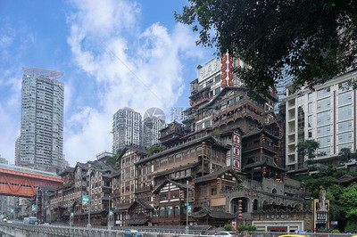 重庆地标建筑洪崖洞全景