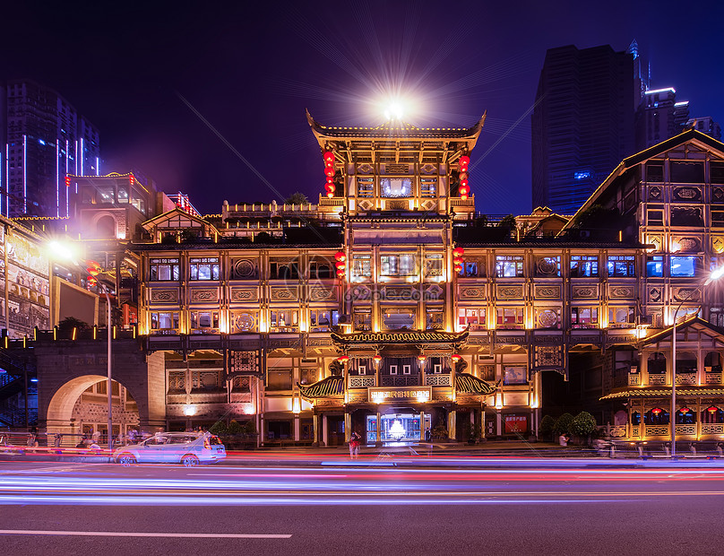 重庆洪崖洞夜景图片素材_免费下载_jpg图片格式_VRF高清图片500756912